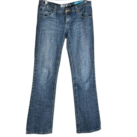 Womens Vintage Roxy Malibu Baby Bell Y2K Blue Denim Jeans  9 - Picture 1 of 5